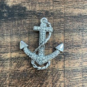 Artistique Sterling Silver & White Swarovski Crystal Anchor Pendant (w/o chain)